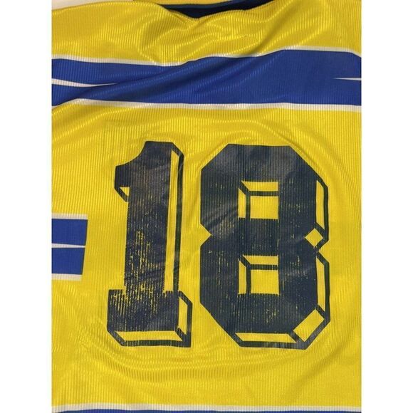 VINTAGE Calvo Parma AC 18 Jersey Men XL Soccer Futbol Yellow Parmalat - Picture 6 of 8
